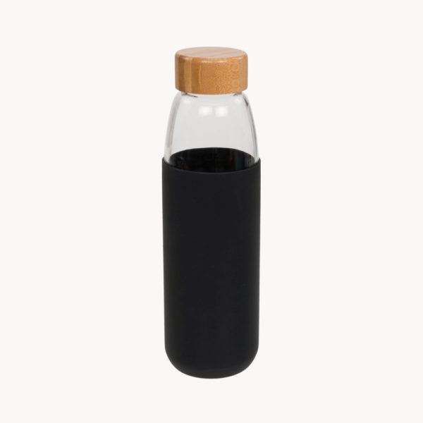 botella-cristal-tapon-bambu-funda-negro