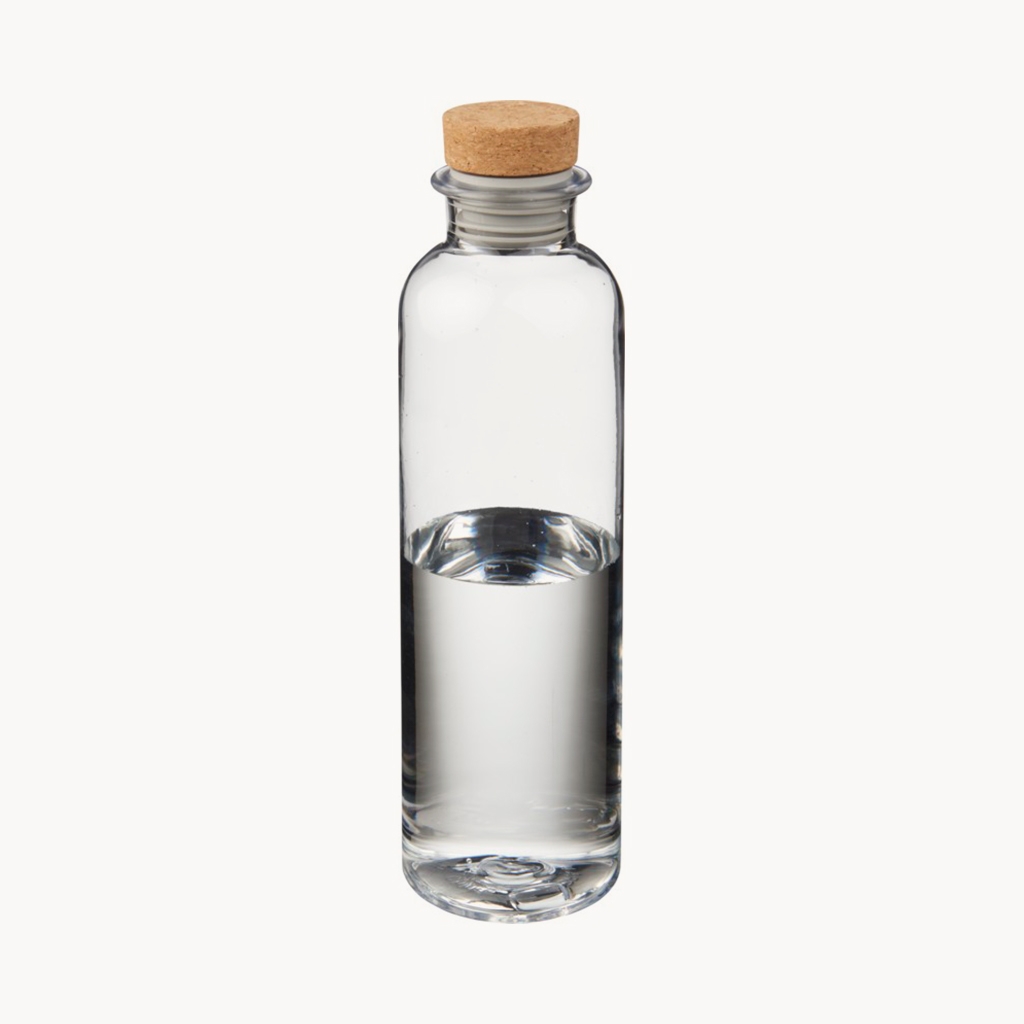 Botella Agua de Cristal Con Funda Goma y Tapon Antigotas 500 ml.