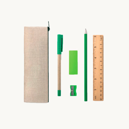 Set de estuche escolar de algodón y yute