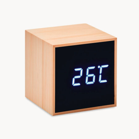 Reloj despertador de madera de bambú