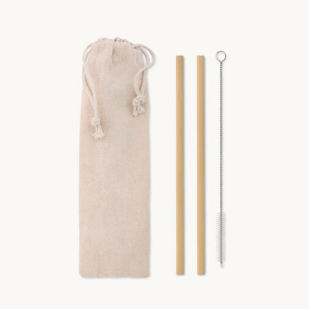 Set de pajitas reutilizables de bambú con cepillo limpiador