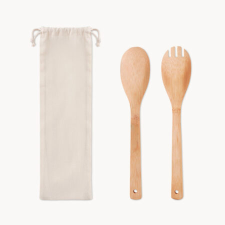 Set de cubiertos de bambú para ensalada