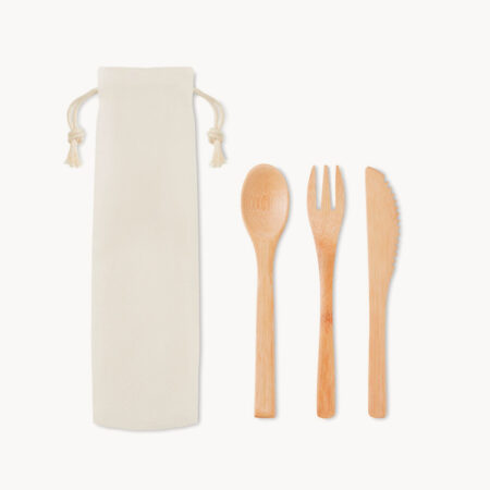 Set de cubiertos de bambú y bolsa